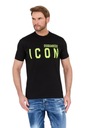 DSQUARED2 Čierne tričko s neónovým logom ICON XXL