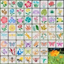 SZABLONY DO RYSOWANIA MALOWANIA DEKORACJI 60 SZTUK KWIATY OWADY LIŚCIE