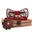 ДЕРЕВЯННЫЙ ГАЛСТУК-БАБОЧКА, КАРМАН КВАДРАТНЫЙ, КЛЭНЫ, СОВРЕМЕННАЯ КРАСНАЯ БРОШЬ, ПОДАРОК