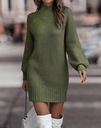 Teplé pletené šaty dámsky zimný sveter s rolákom Veľkosť M
