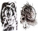 Набор из 2 татуировок: лев, волк, луна, ловец снов