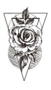 Тату сильный геометрический эскиз розы, розетка M97