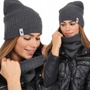 KOMPLET DAMSKI CZAPKA BEANIE KOMIN GOLF TUBA DUŻY ZESTAW GRAFITOWY 2204