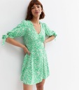 New Look XTR rbs zielona mini sukienka v-neck kwiaty rękaw 3/4 M
