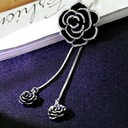 Ожерелье Серебро Черная Роза Цветок Кисточки Стразы Осень Длинные