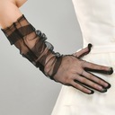 Dámske tylové dlhé svadobné rukavice Rukavice na lakte Dominujúca farba čierna