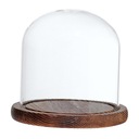 Sklenený kupolový zvon s dreveným podstavcom kvet hnedý E