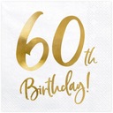 SERWETKI PAPIEROWE BIAŁE ZŁOTE METALIK NA 60 URODZINY 3-WARSTWOWE 20 SZT