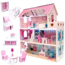 ДЕРЕВЯННЫЙ КУКОЛЬНЫЙ ДОМ XXXL РОЗОВАЯ ВИЛЛА СВЕТОДИОДНАЯ МЕБЕЛЬ АКСЕССУАРЫ