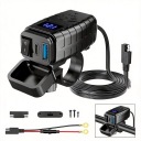 ЗАРЯДНИЙ ПРИСТРІЙ МОТОЦИКЛЕТНА PD QC3.0 USB & USB-C Z ВОЛЬТМЕТРОМ LED (СВІТЛОДІОД) 30W  (18829618878) фото min 11