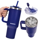 Термокружка з солом'яною ручкою велика сталева Majestic Sport 1200 мл