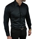 Klasyczna koszula slim fit czarna elegancka ESP06 - L Wzór dominujący bez wzoru