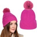 CZAPKA DAMSKA ZIMOWA CIEPŁA GRUBA FUKSJA MIĘKKA ANGORA ELEGANCKA