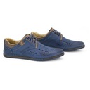 Кожаные мужские туфли 402 летние темно-синие с коричневым 40