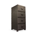 ПЛАСТИКОВЫЙ ШКАФ С 4 ЯЩИКАМИ ДЛЯ ВАННОЙ КОМНАТЫ КОРИЧНЕВЫЙ РОТАНГ M1