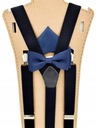 Детские подтяжки темно-синие, темно-синий галстук-бабочка, с нагрудным платком.