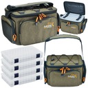 TORBA WĘDKARSKA NA RAMIĘ 4 PUDEŁEKA SZTYWNE DNO HOKKADO 19/38/24 PREMIUM