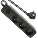 СЕТЕВОЙ УДЛИНИТЕЛЬНЫЙ КАБЕЛЬ, РАЗЪЕМ ДЛЯ ЗАЩИТЫ ОТ ПЕРЕНАПРЯЖЕНИЯ, 3 РОЗЕТКИ, 1,5 м