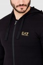 EA7 Čierna mikina s kapucňou a zlatým logom XXL Výstrih okrúhly