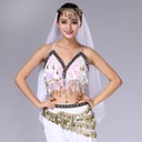 Belly Dance Beaded Bra Sequins Tassel C White Dominujúca farba prehľadná