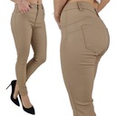 БРЮКИ ЖЕНСКИЕ ИЗ ВОЩЕНОЙ КОЖИ, БЕЖЕВЫЕ, МОДЕЛИРУЮЩИЕ PUSH UP REGULAR 36