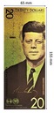 Коллекционная банкнота номиналом 20 долларов с Джоном Ф. Кеннеди