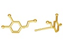 Złote Kolczyki Dopamina Neuroprzekaźnik Srebro 925 Marka Siju