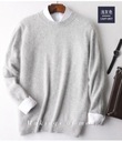 Kašmírový sveter pánsky pulóver s okrúhlym výstrihom Dominujúci materiál flís
