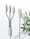 НЕЙЛОНОВЫЙ КАБЕЛЬ 3 В 1 USB-C MICRO USB APPLE LIGHTNING IPHONE IPAD ANDROID 1,2 М