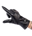 Zateplené dámske rukavice z prírodnej kože s prackou - Rovicky S Model R-RDS-04-O-S CZARNY