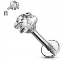 Пуссета для ушей «Лабрет» с кристаллом в форме сердца SS316L 1,2/8/3 мм