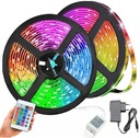 ЦВЕТНАЯ СВЕТОДИОДНАЯ ЛЕНТА ОСВЕЩЕНИЯ 10 м RGB (2 Х 5 МЕТРОВ) + МНОГОЦВЕТНЫЙ ПУЛЬТ ДУ