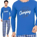 BAWEŁNIANA PIŻAMA MĘSKA DŁUGI RĘKAW KRATA CAMPING