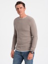 Bavlnený pánsky sveter s okrúhlym výstrihom studená béžová V9 OM-SWSW-0103 S Značka Ombre