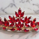 Золотая свадебная диадема, тиара, корона с рубинами и цирконами