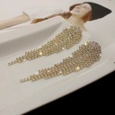 Золотые серьги, длинные подвесные серьги с кристаллами, блестящие, 9,7 см