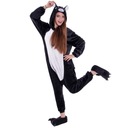 Черная пижама с котенком, комбинезон кигуруми для детей, детский костюм 146