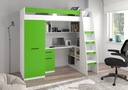 Hi5 правая бело-зеленая двухъярусная кровать