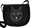 Черная сумка-мессенджер с волком для подростка