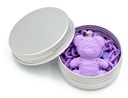 Акриловая цепочка-кулон TEDDY BEAR фиолетового цвета в жестяной банке.
