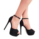 ЧЕРНЫЕ ТУФЛИ САНДАЛИИ НА ПЛАТФОРМЕ МЕГА КАБЛУКИ 14 см ЗАМША 39
