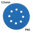 Шлифовальная бумага на липучке 125мм p80 Циркон с 8 отверстиями