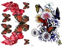 Набор из 2х татуировок бабочки-цветка-бабочки