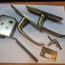 Zamek wpuszczany drzwiowy - lewy KK21/80/351 dwie klamki mosiądz