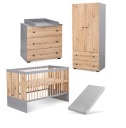 KLUPŚ Мебель для детской комнаты Графит + Дуб + матрас