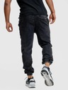 Pánske džínsové NOHAVICE so sťahovacou šnúrkou JIGGA WEAR Módne MRAMORové čierne XL Veľkosť XL
