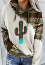 Dámska mikina s potlačou kaktusu farby,L Dominujúca farba viacfarebná