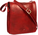 Pánska kožená taška cez rameno poštárka malá červená talianska