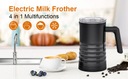NEKIT Elektrický napeňovač mlieka Ohrievač Latte 4v1 Black Napájanie sieťové