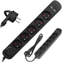 PRZEDŁUŻACZ PŁASKA WTYCZKA 5 GNIAZD + 2x USB 1,5m